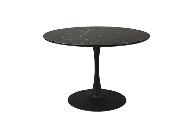 Eettafel Maru rond 110 cm hout zwart gemarmerd