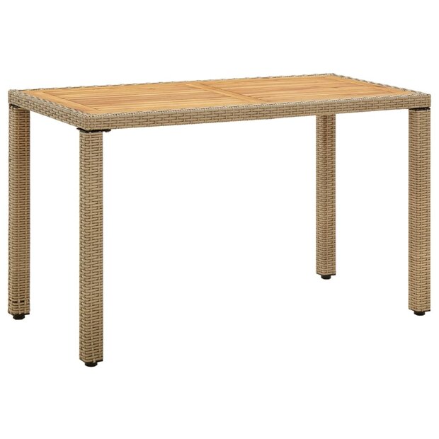 Tuintafel Marcia 123x60x74 cm poly rattan en massief acaciahout beige