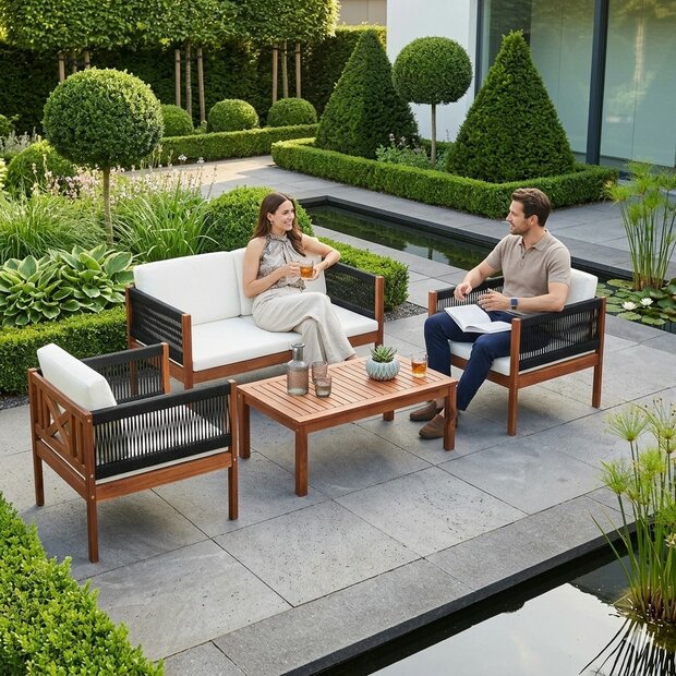 Loungeset Mirthe massief acaciahout - bank - stoelen - tafel