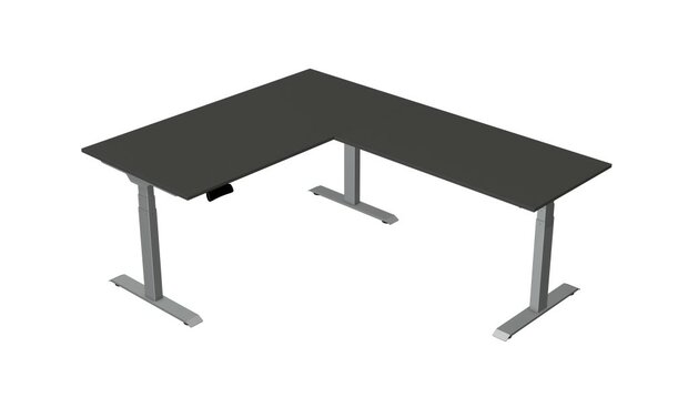 Antraciet zwart elektrisch verstelbaar zit-sta hoekbureau Kerkmann Move New Base 160x200 cm