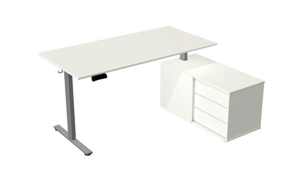 Wit elektrisch verstelbaar zit-sta bureau Kerkmann Move New Base 160x80 cm met sideboard