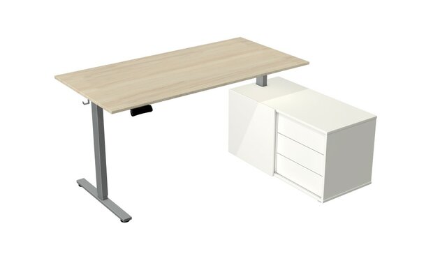 Blank essen elektrisch verstelbaar zit-sta bureau Kerkmann Move New Base 160x80 cm met wit sideboard