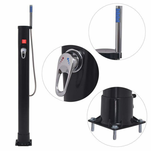 Solar douche 8 L PVC staal met zwart