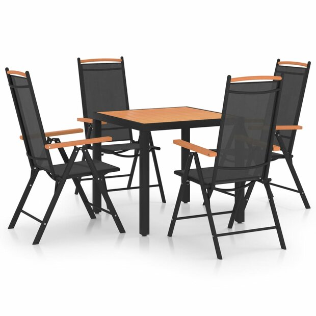 Tuinset Outdoor aluminium zwart 4 stoelen met tafel