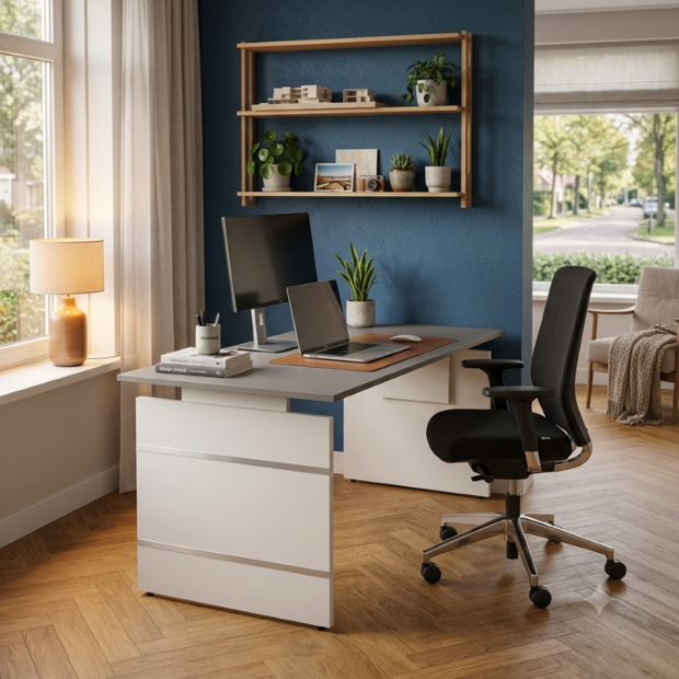 Kerkmann - Bureau Office desk 160cm grijs hoogte verstelbaar - sfeerafbeelding