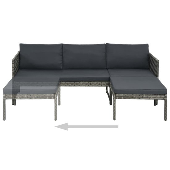 Meubelen-Online - Loungeset Mireille met kussens poly rattan grijs