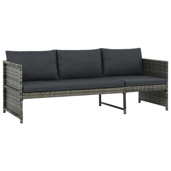 Meubelen-Online - Loungeset Mireille met kussens poly rattan grijs