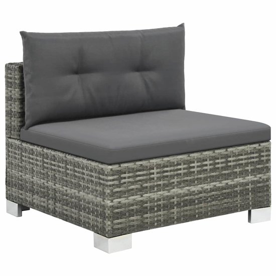 Meubelen-Online - Loungeset Madeira met kussens poly rattan grijs