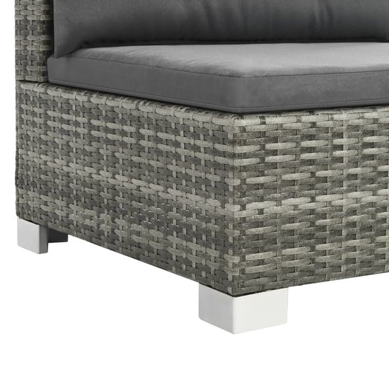 Meubelen-Online - Loungeset Madeira met kussens poly rattan grijs