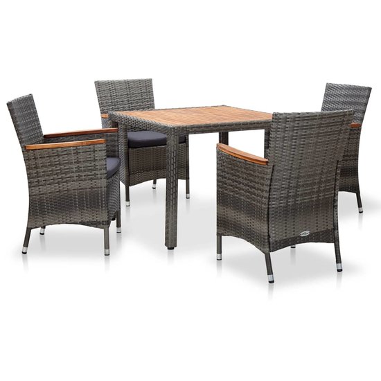 Meubelen-Online - Tuinset Sunset met kussens poly rattan grijs