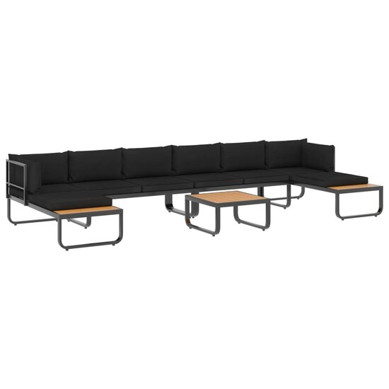Loungeset Prince aluminium zwart met bruin 5-delig