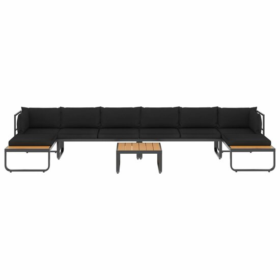 Loungeset Prince aluminium zwart met bruin 5-delig