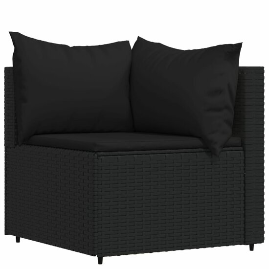 Loungeset Wendy Met Kussens Poly Rattan Zwart