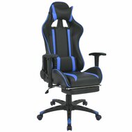 Meubelen-Online - Bureaustoel gamestoel Speed verstelbaar met voetensteun blauw