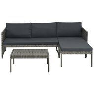 Meubelen-Online - Loungeset Mireille met kussens poly rattan grijs