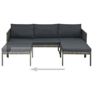 Meubelen-Online - Loungeset Mireille met kussens poly rattan grijs