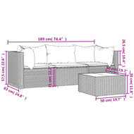 Loungeset Wendy Met Kussens Poly Rattan Zwart