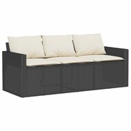 Loungeset Manuka met kussens poly rattan zwart
