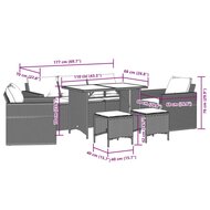 Loungeset Manuka met kussens poly rattan zwart