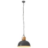 Hanglamp industrieel rond E27 42 cm massief mangohout grijs