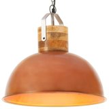 Hanglamp industrieel rond E27 42 cm mangohout koperkleurig