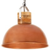 Hanglamp industrieel rond E27 42 cm mangohout koperkleurig