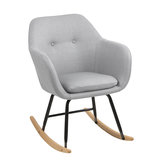 Meubelen-Online - Fauteuil Fancy schommelstoel stof licht grijs zijaanzicht