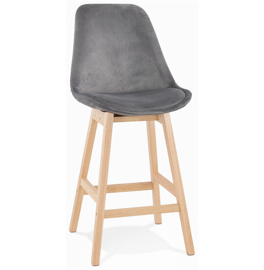 KokoonDesign Counter chair Basil velvet grijs met blanke poten