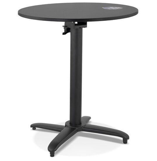 Alterego Tuintafel Terrastafel rond zwart Noctali - Ø 68 Cm - inklapbaar blad