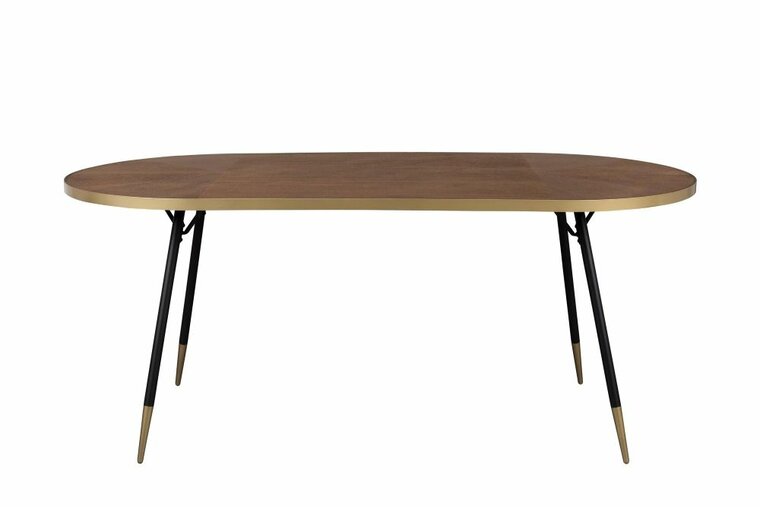White Label Living Eettafel Denise ovaal 200x90 cm - bruin essen hout