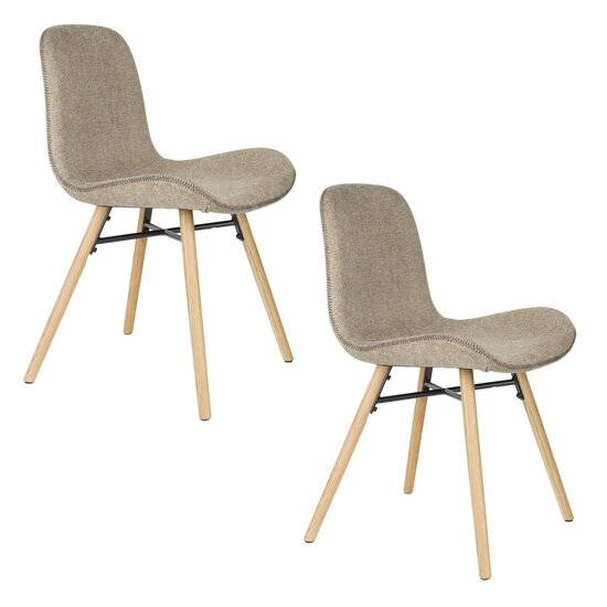 White Label Living Eetkamerstoel Lester bruin - Set 2 - gevlochten zitting - metalen poten