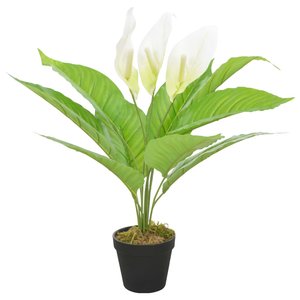 Kunstplant met pot Anthurium 55 cm wit